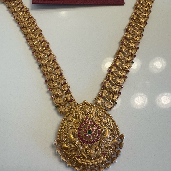 Indian jewellery haram and earring nakshi set - Picture 2 of 4